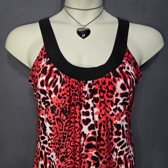 Y2K Leopard Print Long Top Size M Neon Orange Black Trashy Mcbling Scene Gyaru - Picture 2 of 8